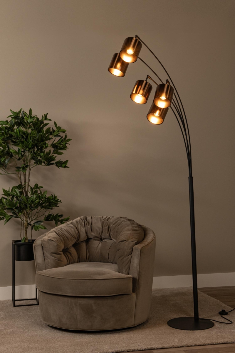 Lucide RANKOS - Stojacia lampa - 5xE14 - Čierna